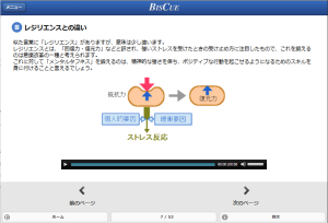 eラーニング講座「メンタルタフネスのために」の受講者画面イメージ